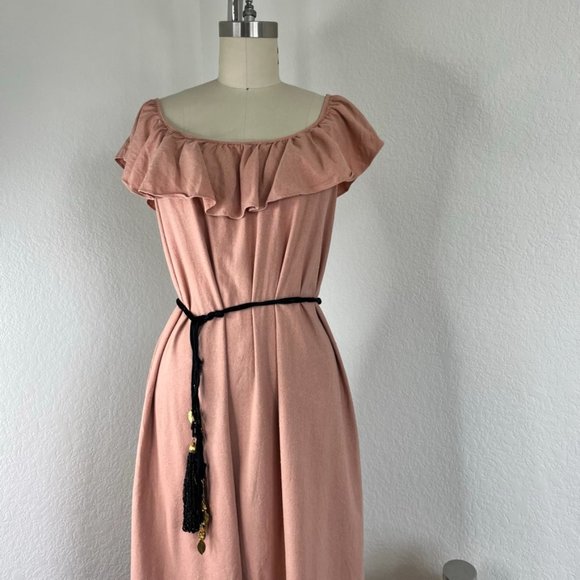 Vintage Accessories - VTG Gold Charm Beaded Black Rope Braid Belt